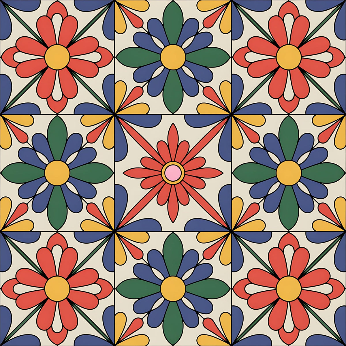 Fiesta Tiles Pattern 25 Minky Fabric