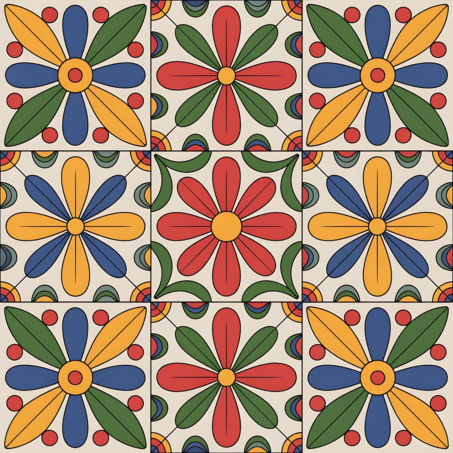 Mexican Talavera Pattern 26 Quilting Cotton Fabric