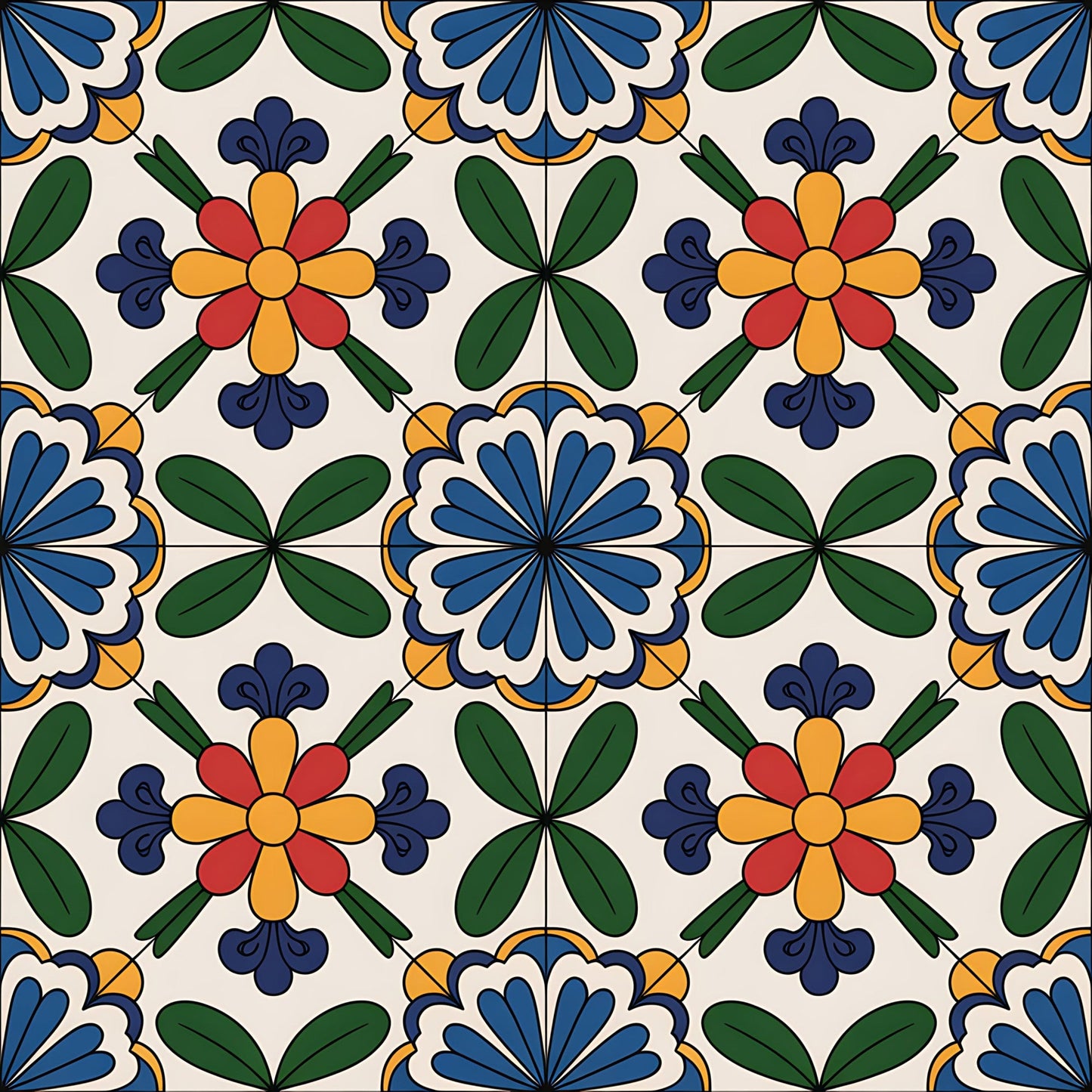 Mexican Talavera Pattern 27 Quilting Cotton Fabric