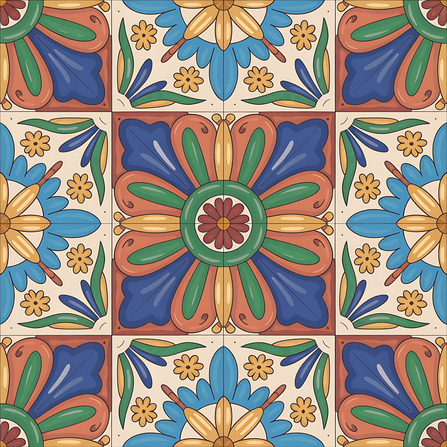 Mexican Talavera Pattern 28 Quilting Cotton Fabric