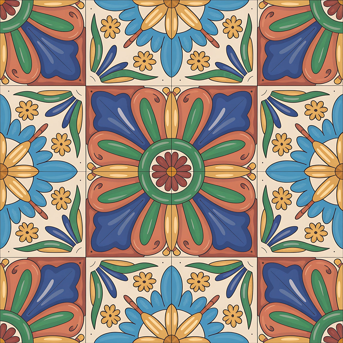 Fiesta Tiles Pattern 28 Minky Fabric