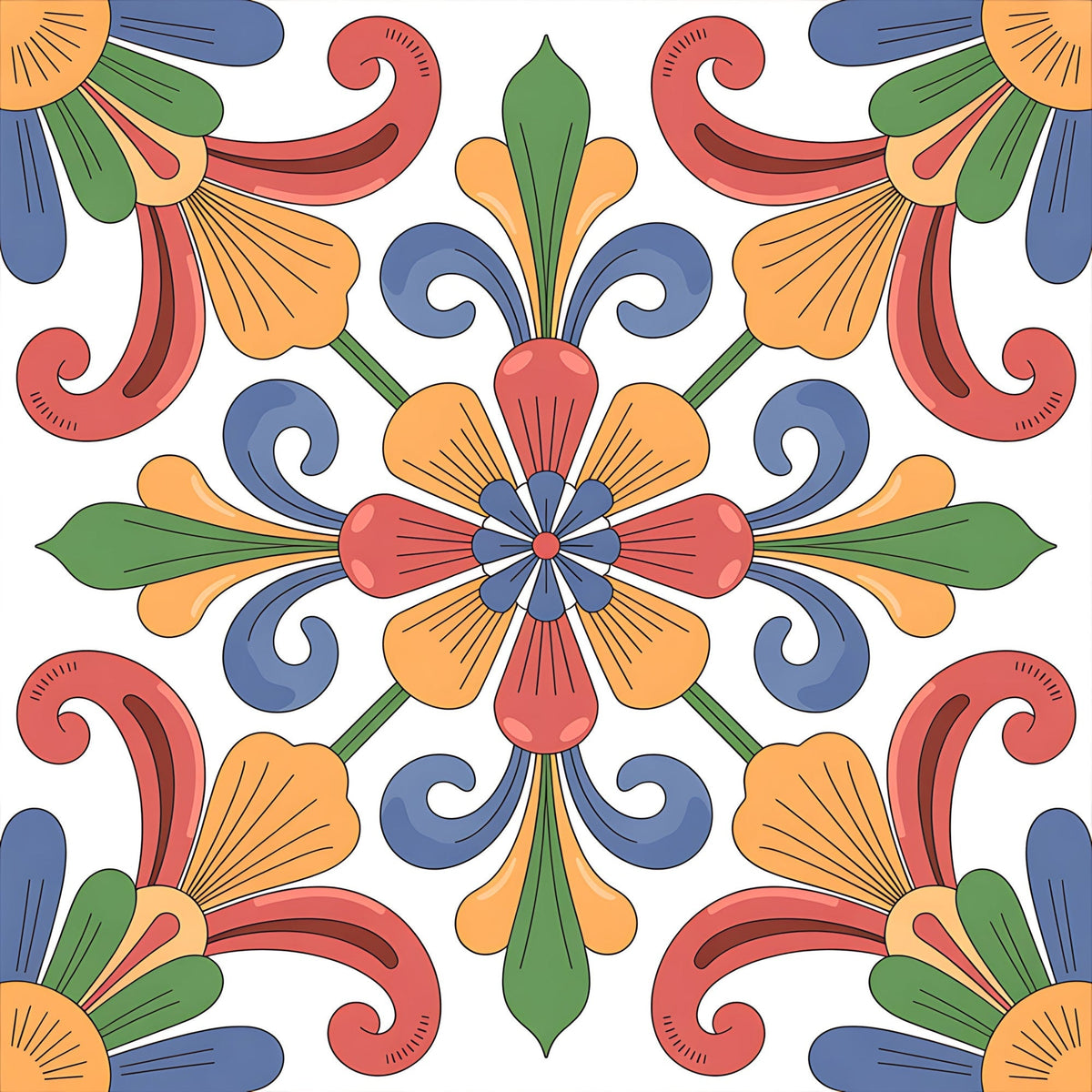 Fiesta Tiles Pattern 2 Minky Fabric