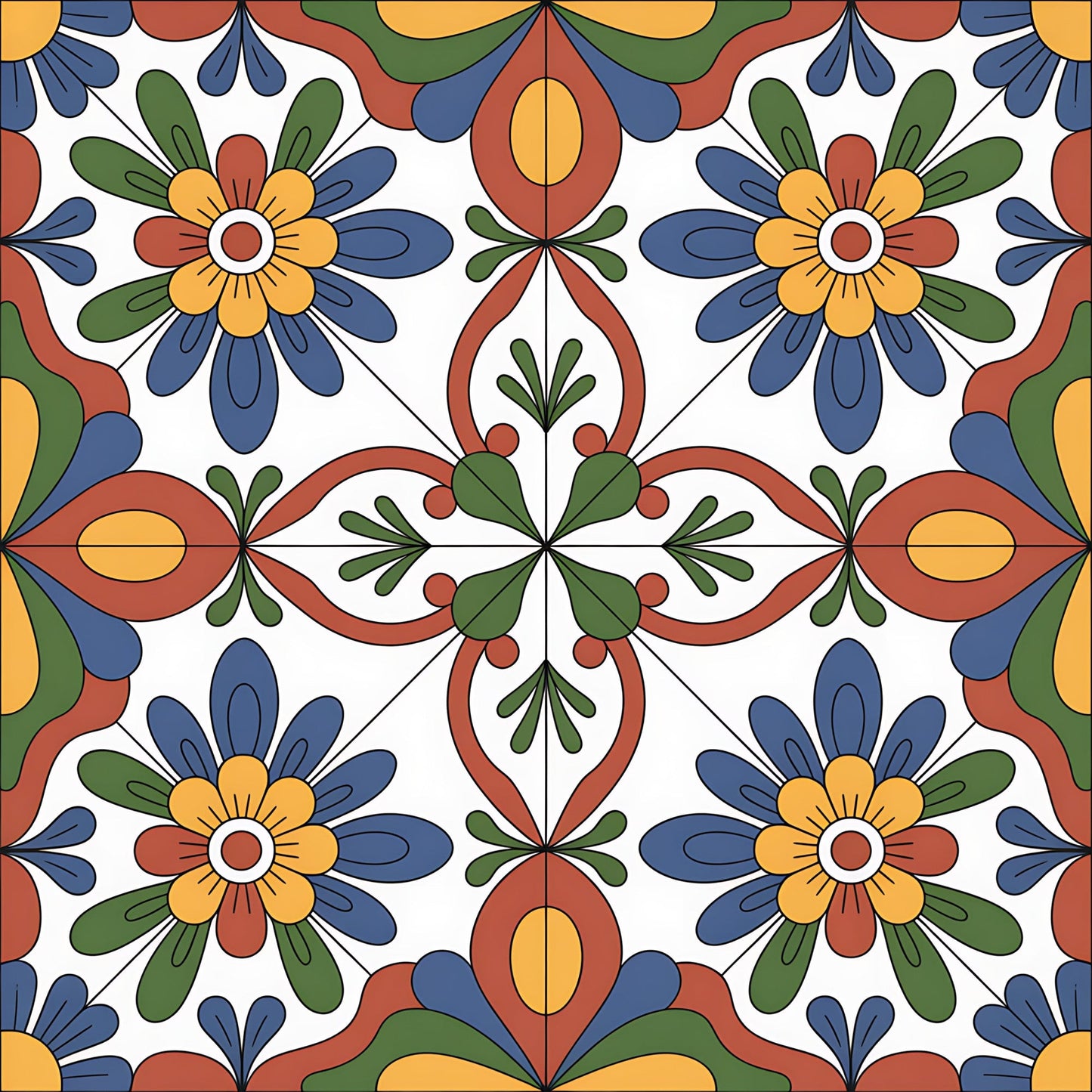 Mexican Talavera Pattern 31 Quilting Cotton Fabric