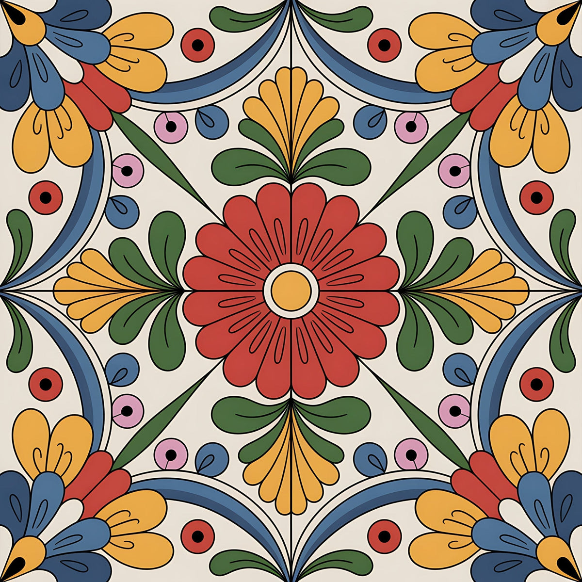 Fiesta Tiles Pattern 3 Minky Fabric