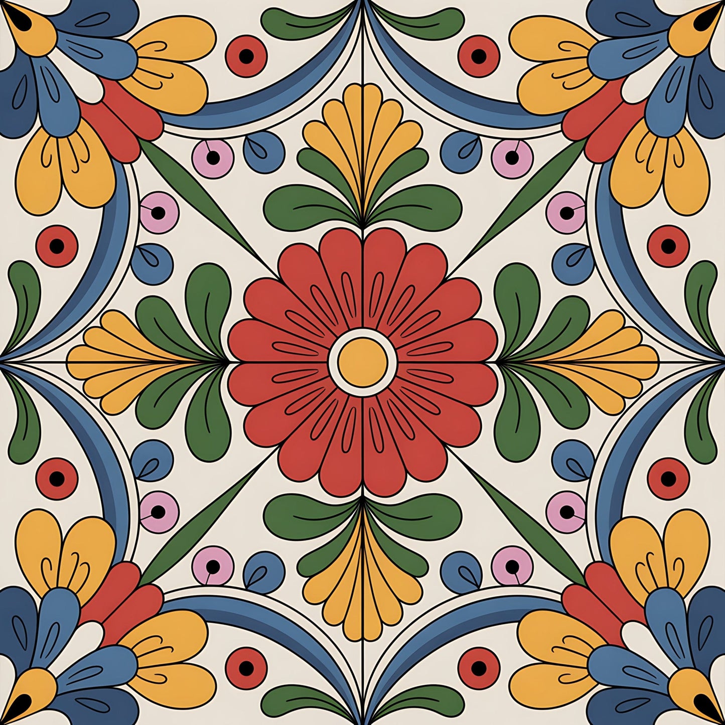 Mexican Talavera Pattern 3 Quilting Cotton Fabric