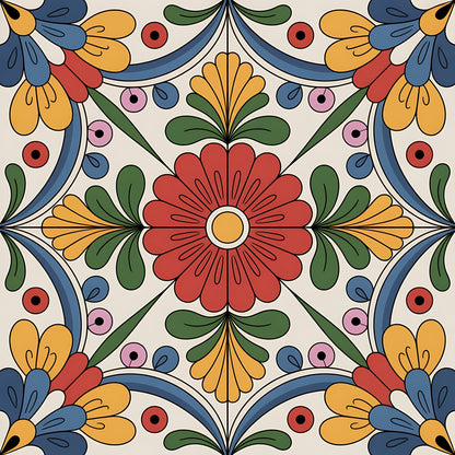 Mexican Talavera Pattern 3 Quilting Cotton Fabric