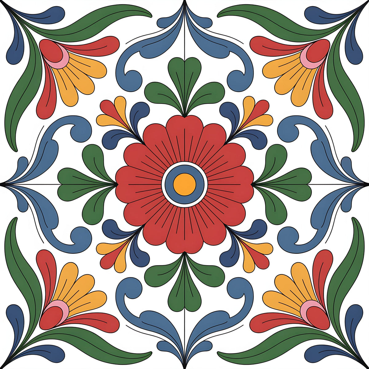 Fiesta Tiles Pattern 4 Minky Fabric