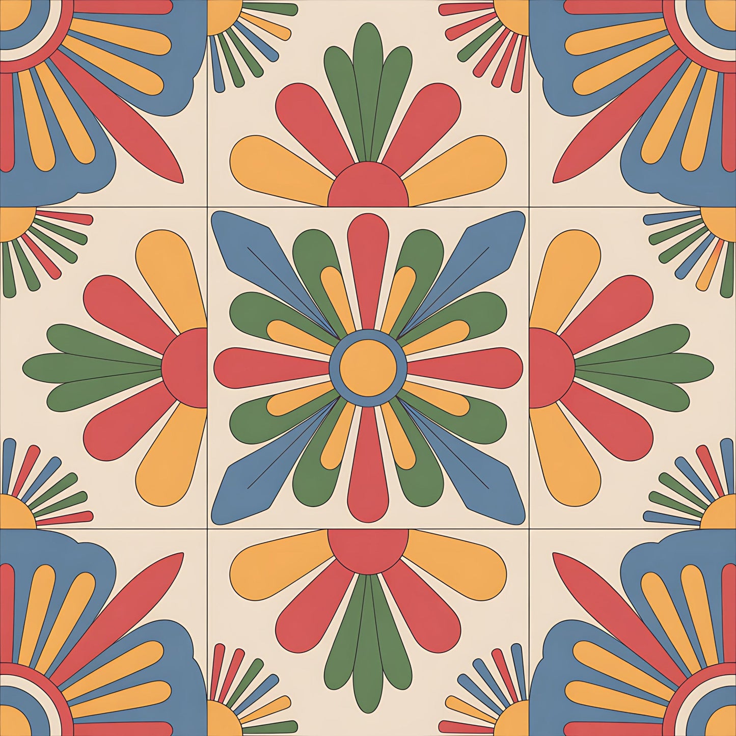 Mexican Talavera Pattern 5 Quilting Cotton Fabric