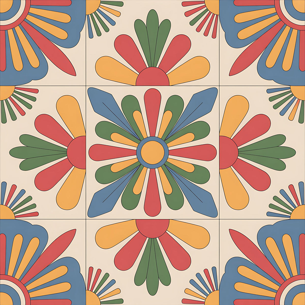 Fiesta Tiles Pattern 5 Minky Fabric