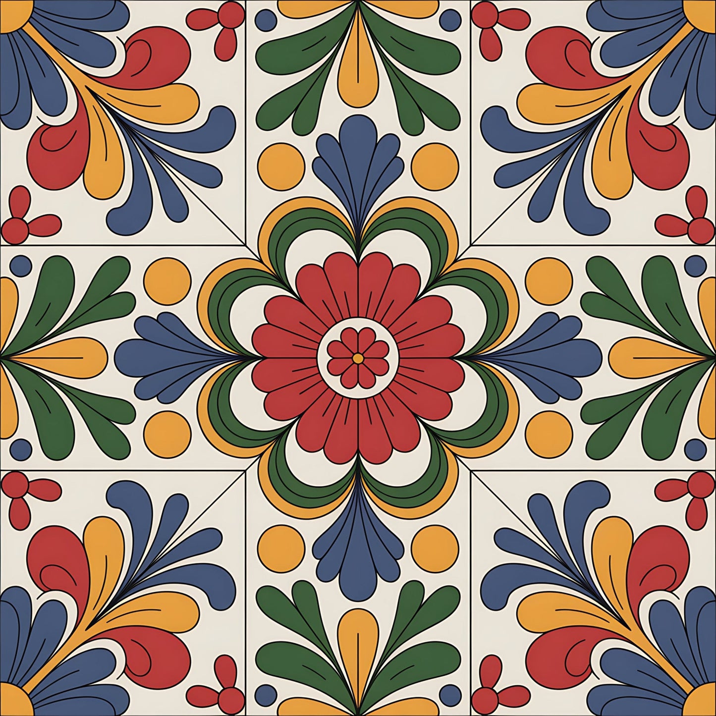 Mexican Talavera Pattern 7 Quilting Cotton Fabric