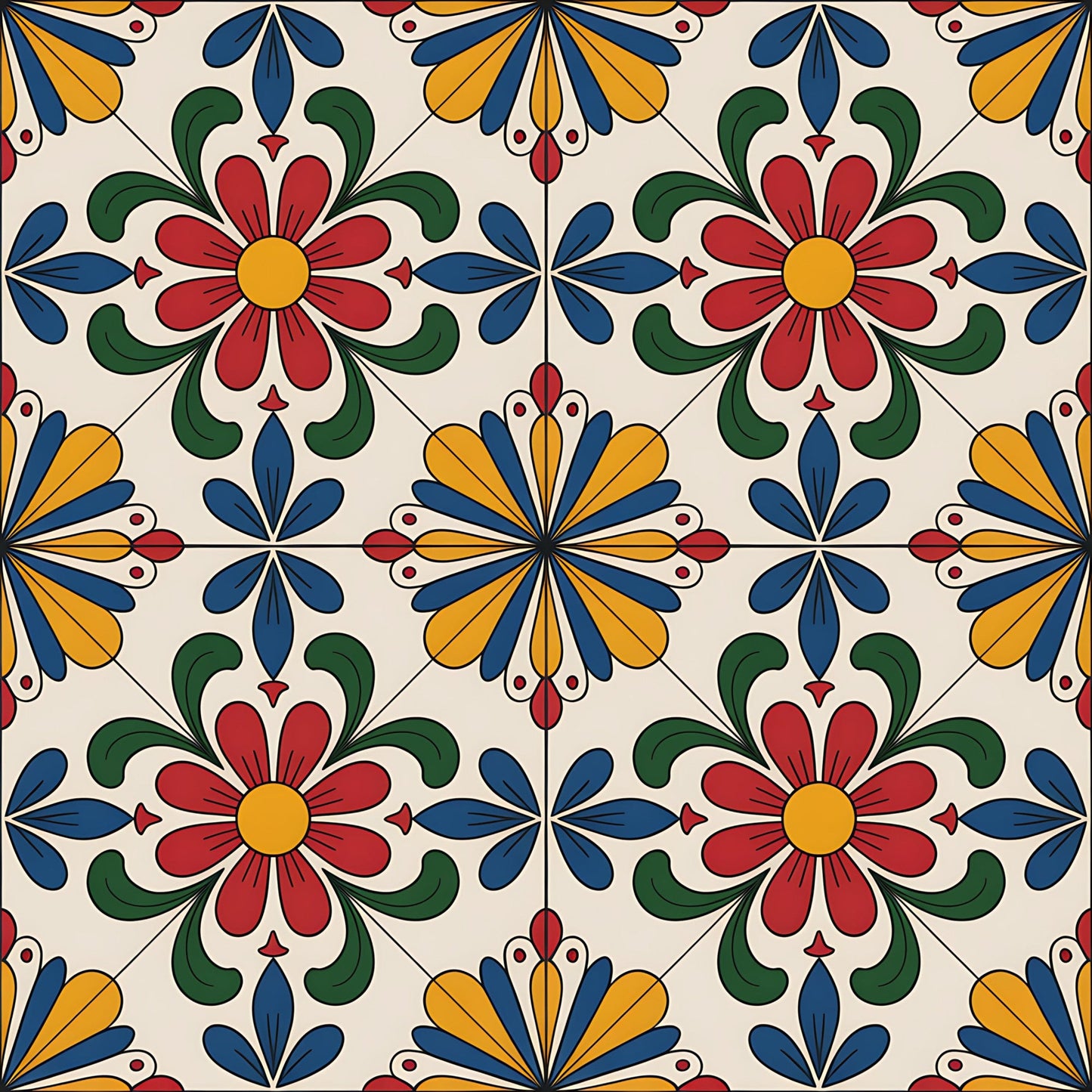 Mexican Talavera Pattern 8 Quilting Cotton Fabric