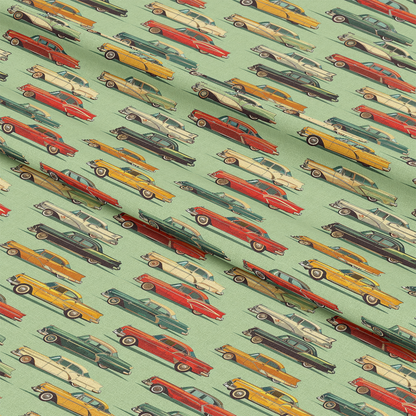 Midcentury Cars Pattern 5 Quilting Cotton Fabric