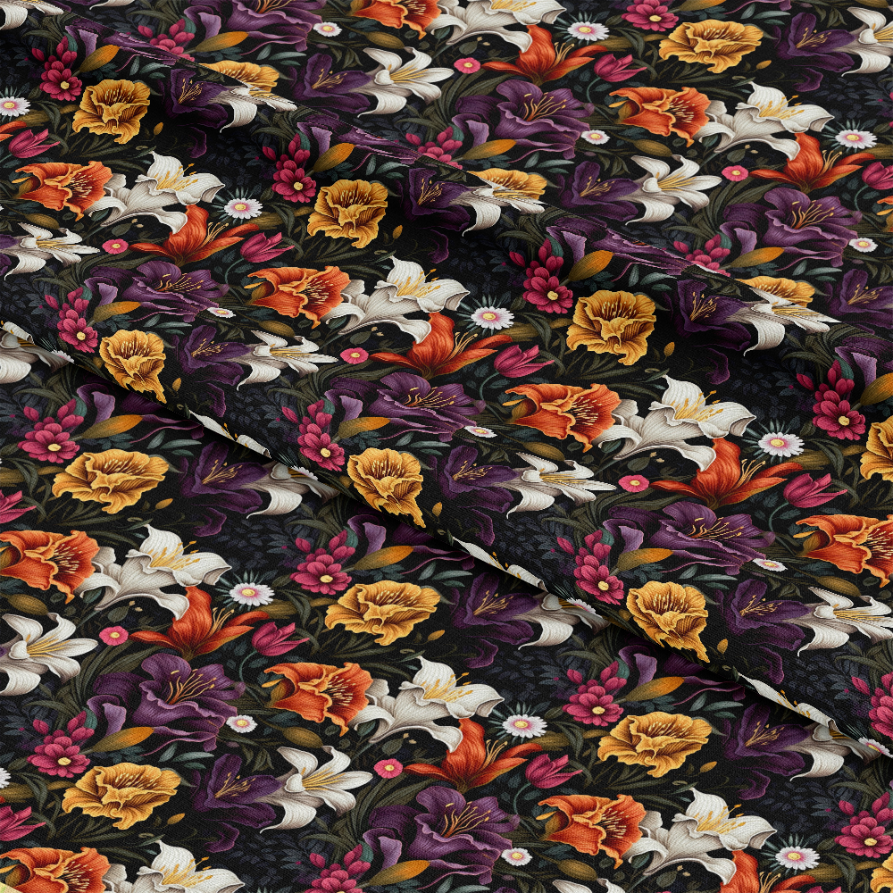 Midnight Floral Garden Pattern 4 Quilting Cotton Fabric