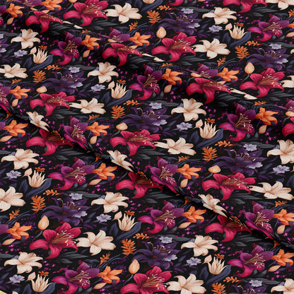 Midnight Floral Garden Pattern 7 Quilting Cotton Fabric