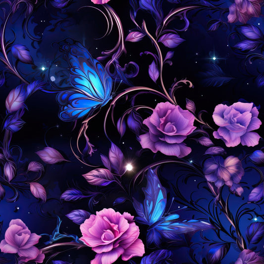 Midnight Garden Pattern 2 Quilting Cotton Fabric