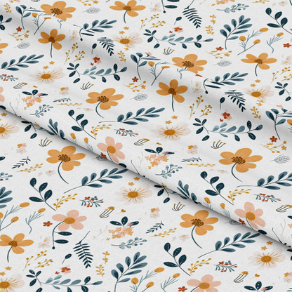 Minimalist Boho Flowers Pattern 10 Quilting Cotton Fabric