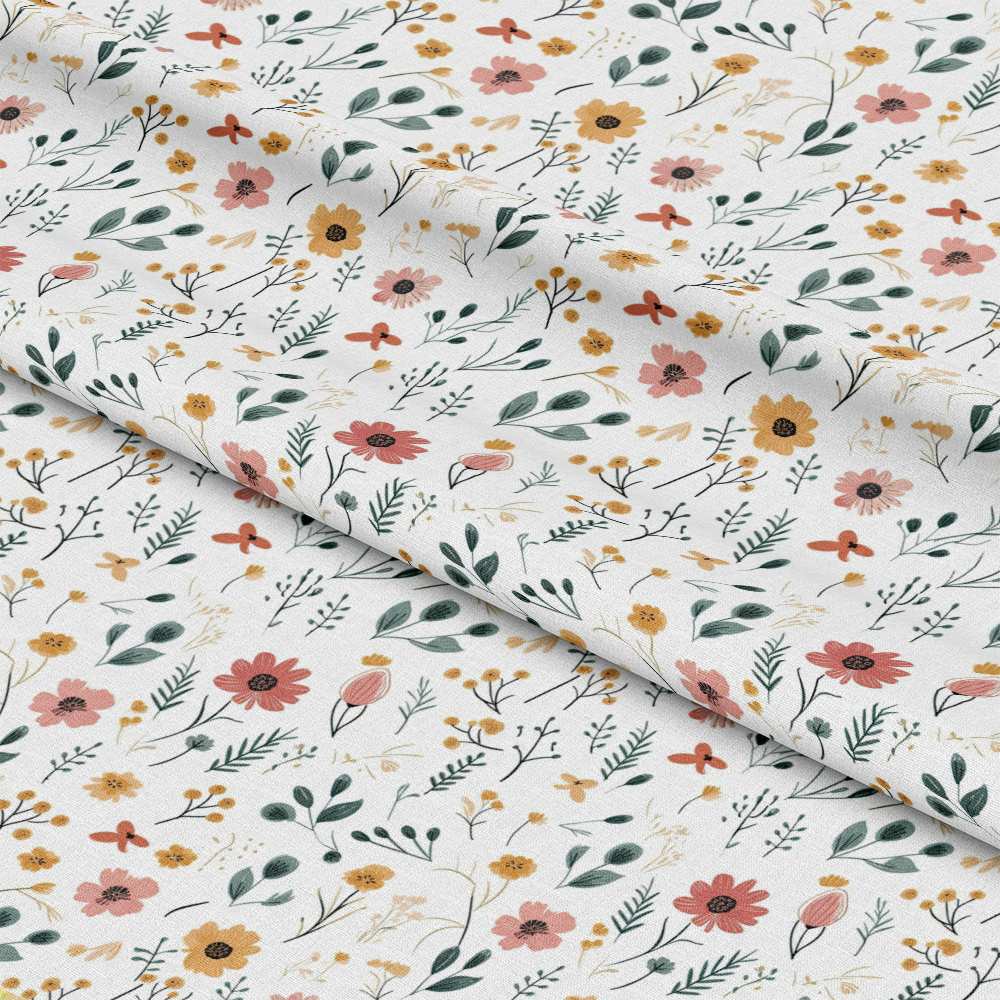 Minimalist Boho Flowers Pattern 3 Quilting Cotton Fabric