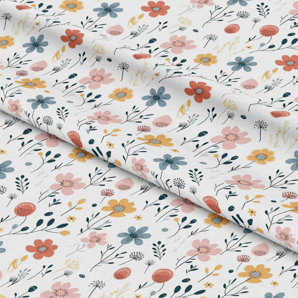 Minimalist Boho Flowers Pattern 8 Quilting Cotton Fabric