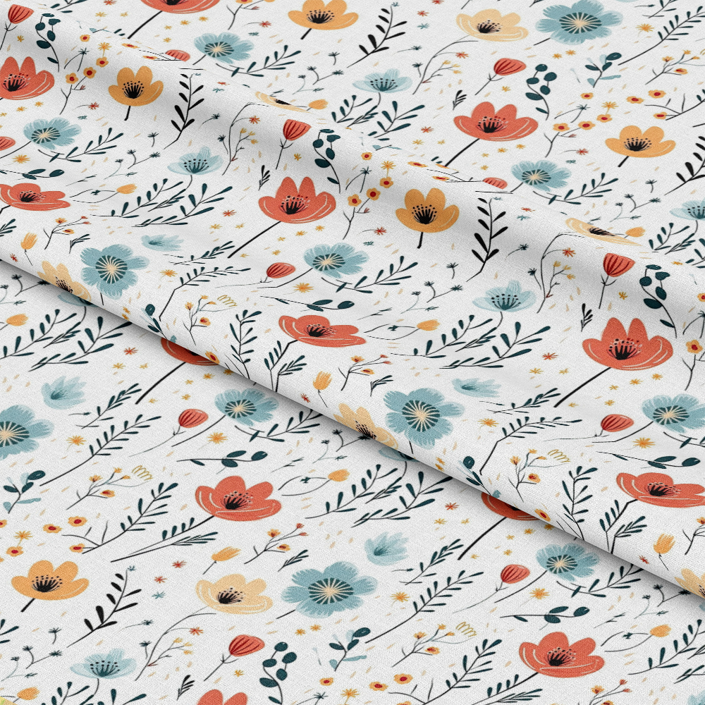 Minimalist Boho Flowers Pattern 9 Quilting Cotton Fabric