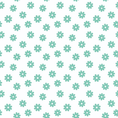Mint Daisies Quilting Cotton Fabric