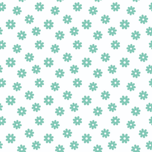 Mint Daisies Quilting Cotton Fabric