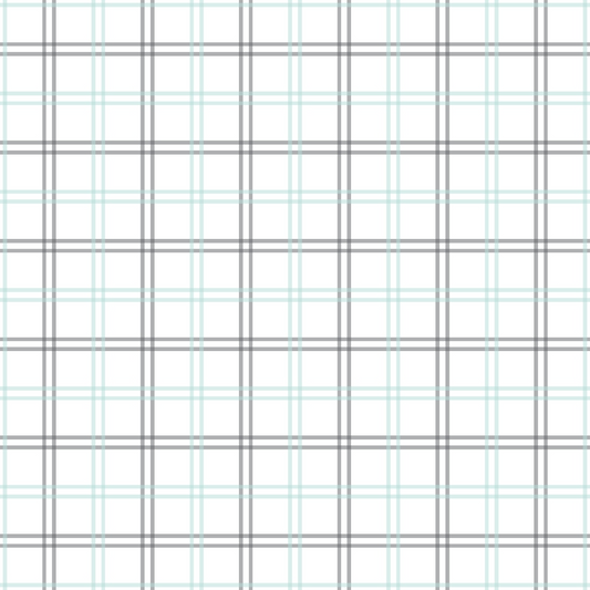 Mint Grey and White Plaid Pattern 16 Quilting Cotton Fabric
