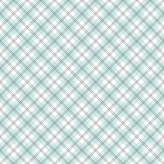 Mint Grey and White Plaid Pattern 17 Quilting Cotton Fabric