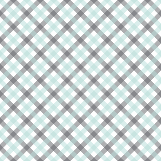 Mint Grey and White Plaid Pattern 3 Quilting Cotton Fabric