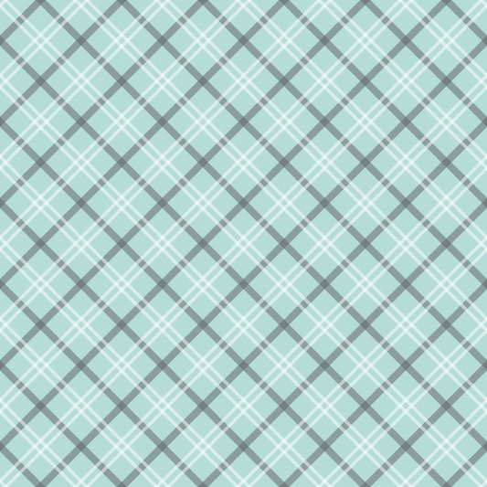 Mint Grey and White Plaid Pattern 4 Quilting Cotton Fabric