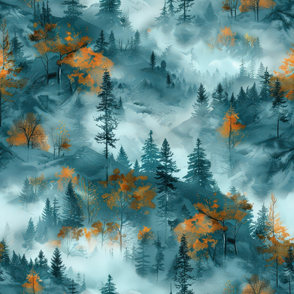 Amber Haze Forest Pattern 10 Minky Fabric