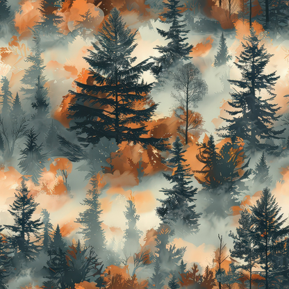 Amber Haze Forest Pattern 11 Minky Fabric