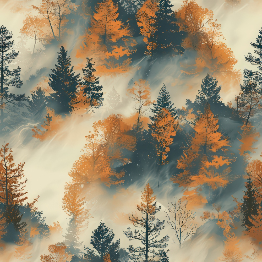 Amber Haze Forest Pattern 12 Minky Fabric