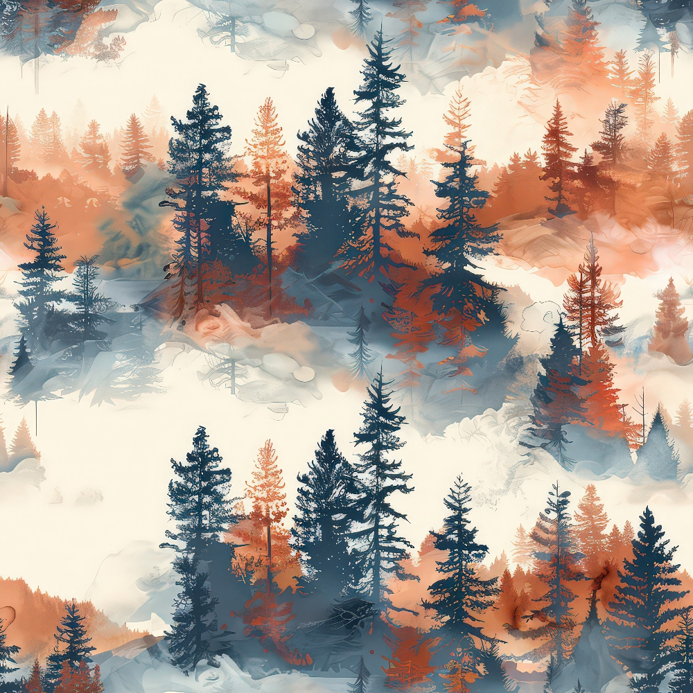 Amber Haze Forest Pattern 2 Minky Fabric
