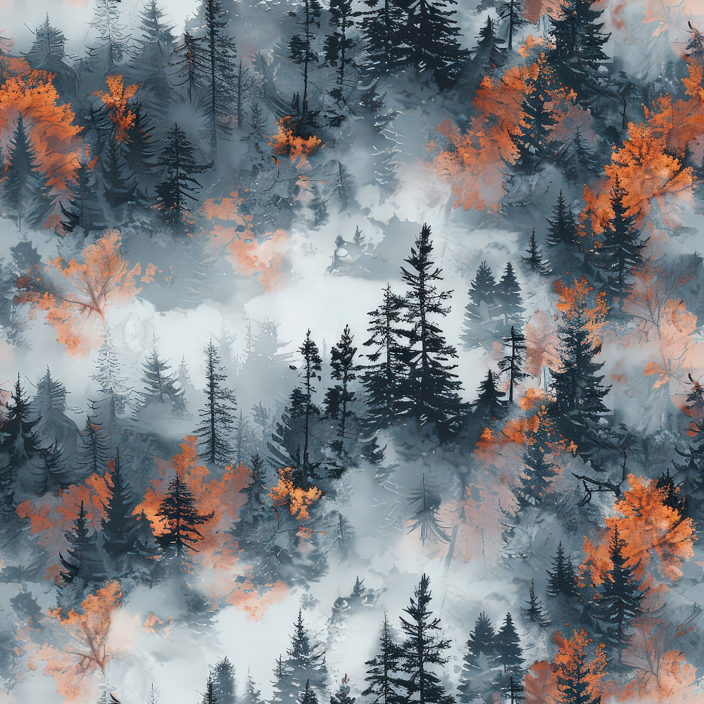 Amber Haze Forest Pattern 3 Minky Fabric