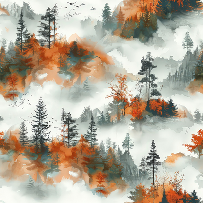 Amber Haze Forest Pattern 4 Minky Fabric