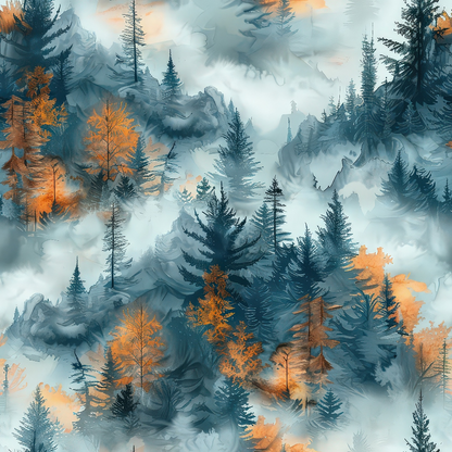 Amber Haze Forest Pattern 5 Minky Fabric