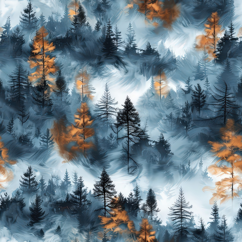Amber Haze Forest Pattern 6 Minky Fabric