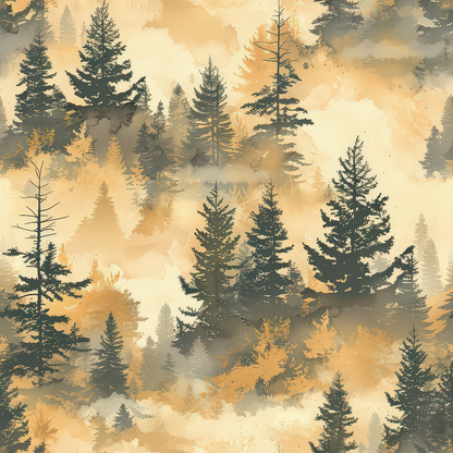 Amber Haze Forest Pattern 7 Minky Fabric