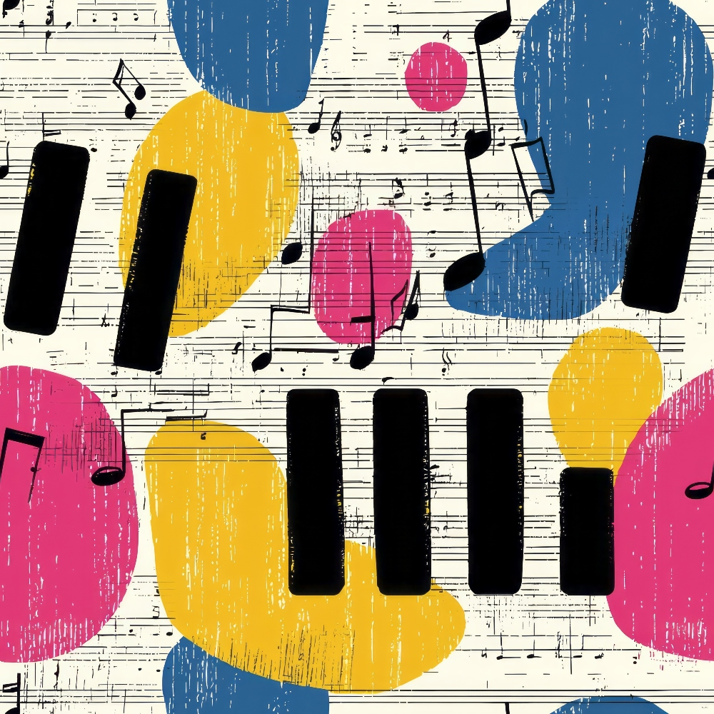Modern Music Art Minky Fabric