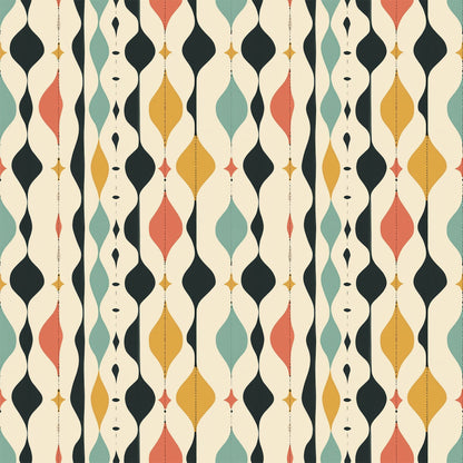 Modern Retro Geometric Pattern 12 Quilting Cotton Fabric