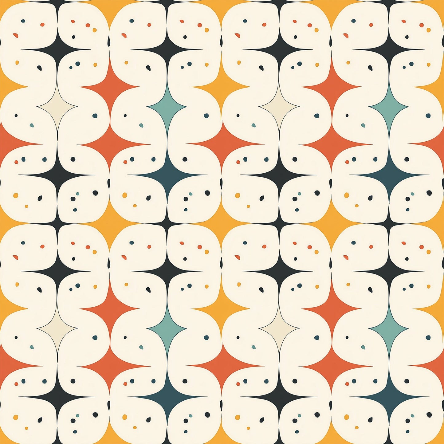 Modern Retro Geometric Pattern 8 Quilting Cotton Fabric