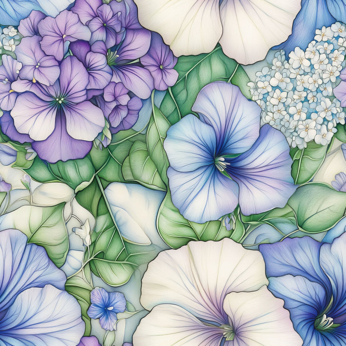 Periwinkle Garden Pattern 1 Minky Fabric