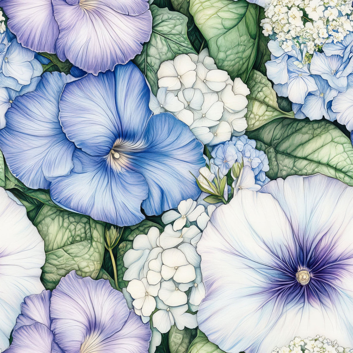 Periwinkle Garden Pattern 2 Minky Fabric