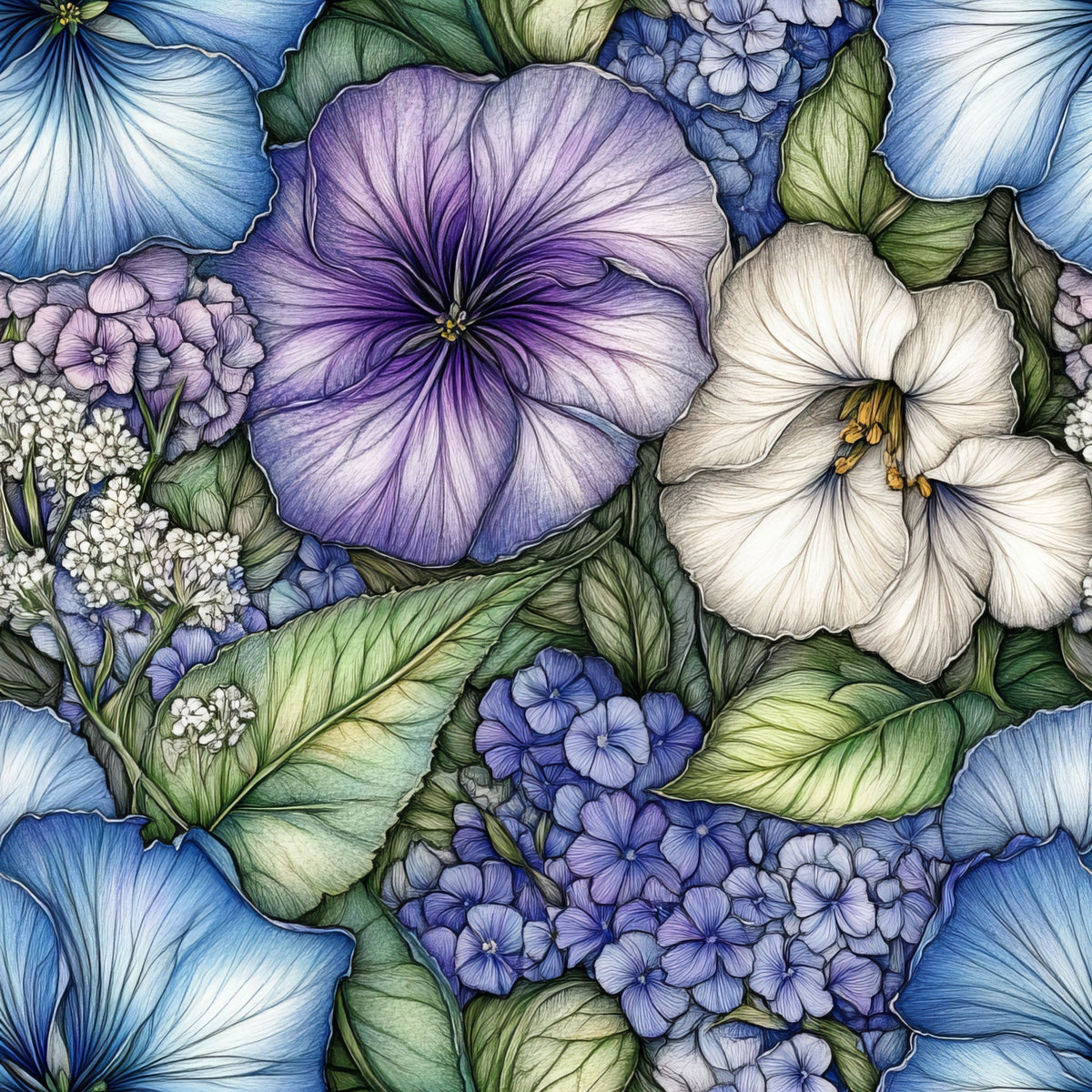 Periwinkle Garden Pattern 3 Minky Fabric