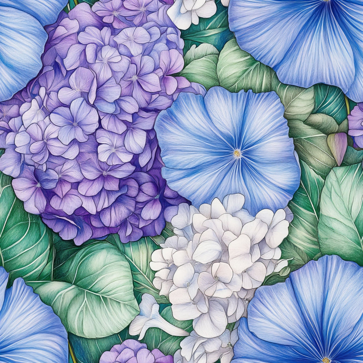 Periwinkle Garden Pattern 4 Minky Fabric