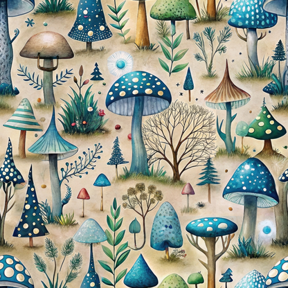 Mushroom Fairyland Pattern 11 Quilting Cotton Fabric
