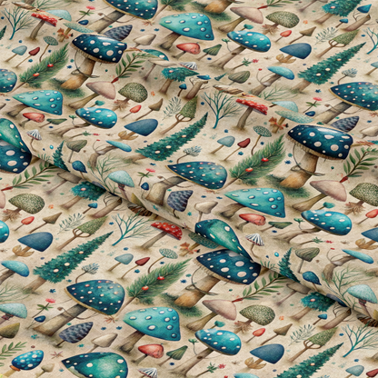 Mushroom Fairyland Pattern 2 Quilting Cotton Fabric