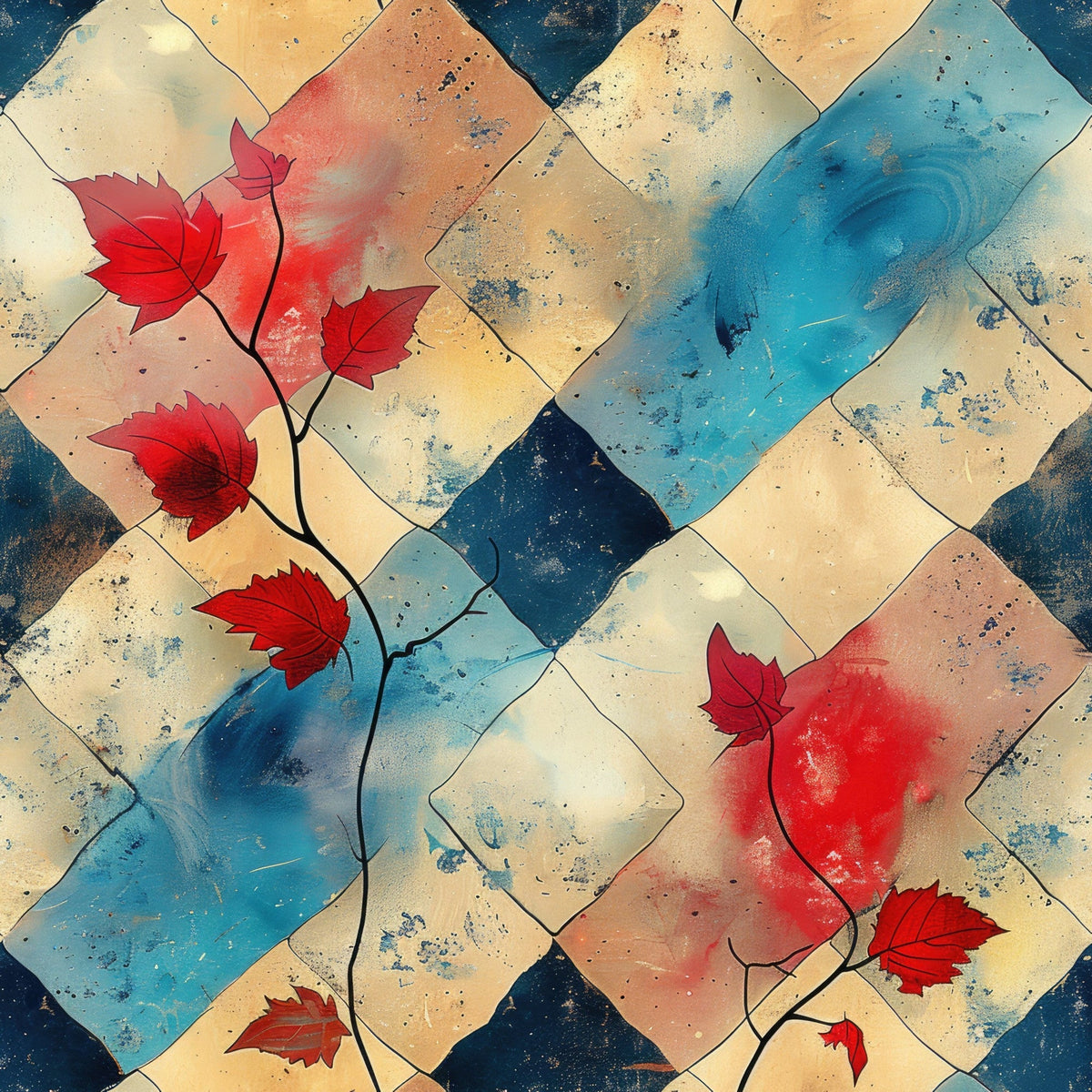 Faded Foliage Pattern 10 Minky Fabric