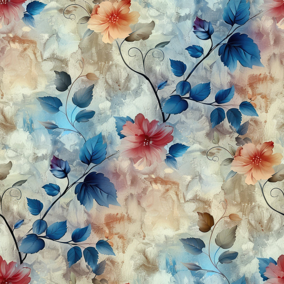 Faded Foliage Pattern 3 Minky Fabric