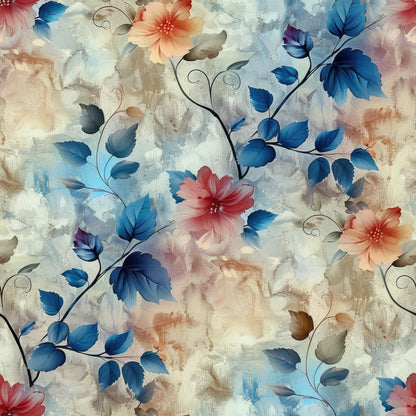 Faded Foliage Pattern 3 Minky Fabric